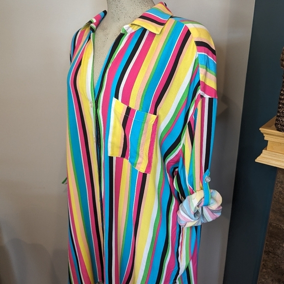 ANNE COLE Button- Down Shirt swim Cover-Up Size 18/20 new with tags - Picture 7 of 15